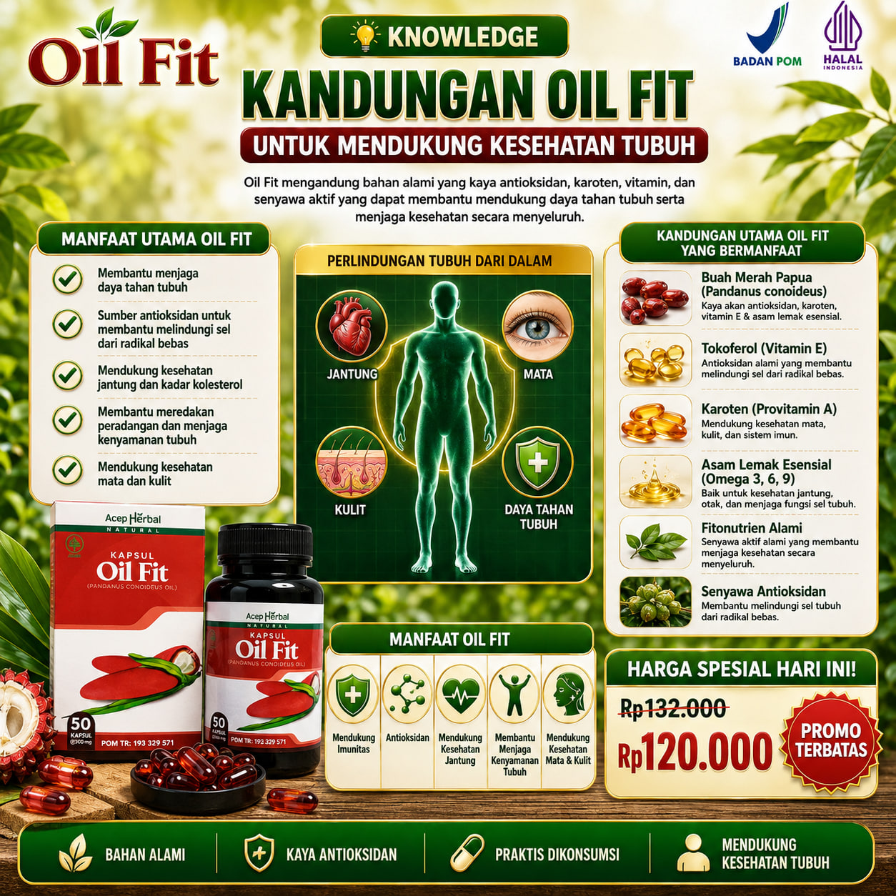 Oilfit Terbuat Dari Buah Merah Papua Jaga Daya Tahan Tubuh Sudah BPOM & HALAL MUI 2